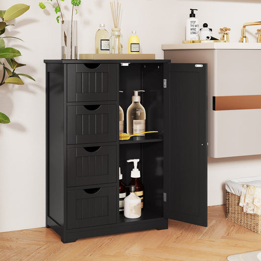 Standing Indoor Wooden Cabinet with 4 Drawers, Black Floor Cabinets Black at Gallery Canada