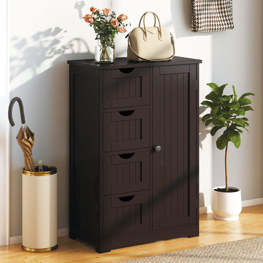 Standing Wooden Cabinet, 4 Drawers, Brown Floor Cabinets Brown at Gallery Canada