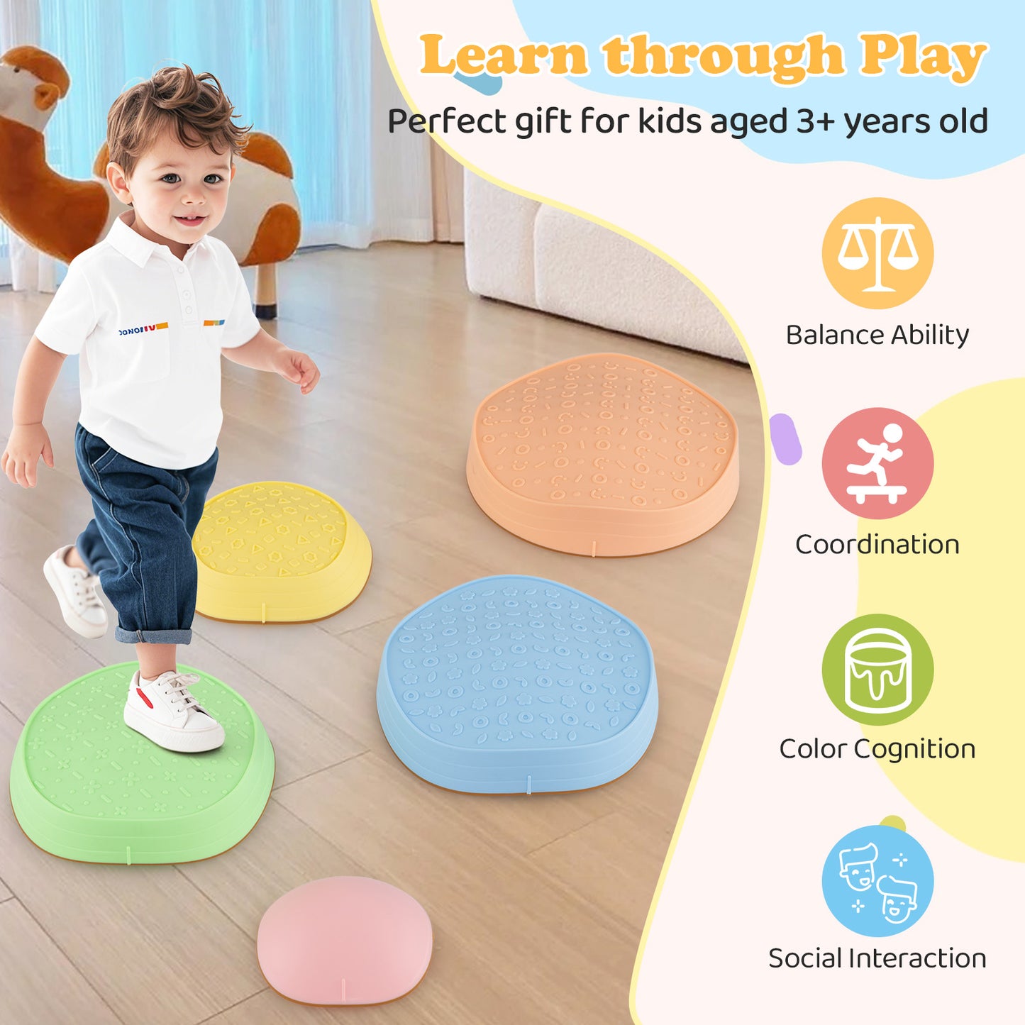 Kids Stepping Stones, 5 PCS Non-Slip Balance Stones, Macaron Toy Sports at Gallery Canada