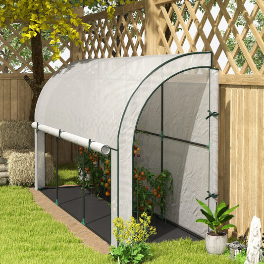 Walk-In Lean-To Greenhouse, 10' x 3' x 5', White Walk In Greenhouses White at Gallery Canada
