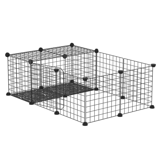 Small Animal Cage with 16 Panels, Portable Metal Wire Pet Fence with Door, Non-slip Feet for Bunny Guinea Pig at Gallery Canada