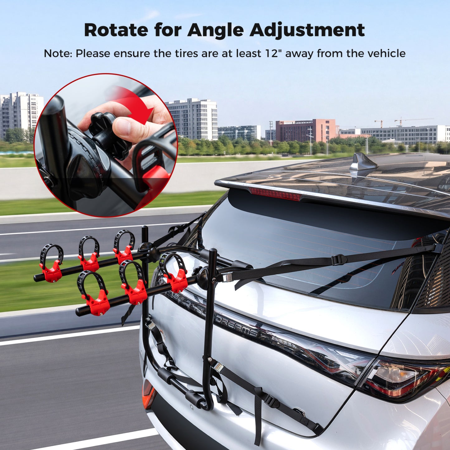 Superbuy Trunk Mount 3-Bike Rack with Anti-Sway Straps & Soft Padding for SUV Garages at Gallery Canada