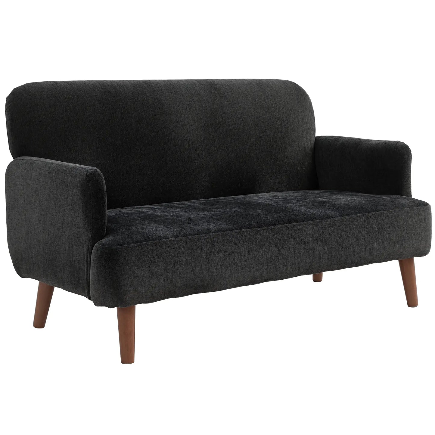 Velvet Fabric 2 Seater Sofa, Small Loveseat 8.3" Thick, Black 2-Seater Sofas at Gallery Canada