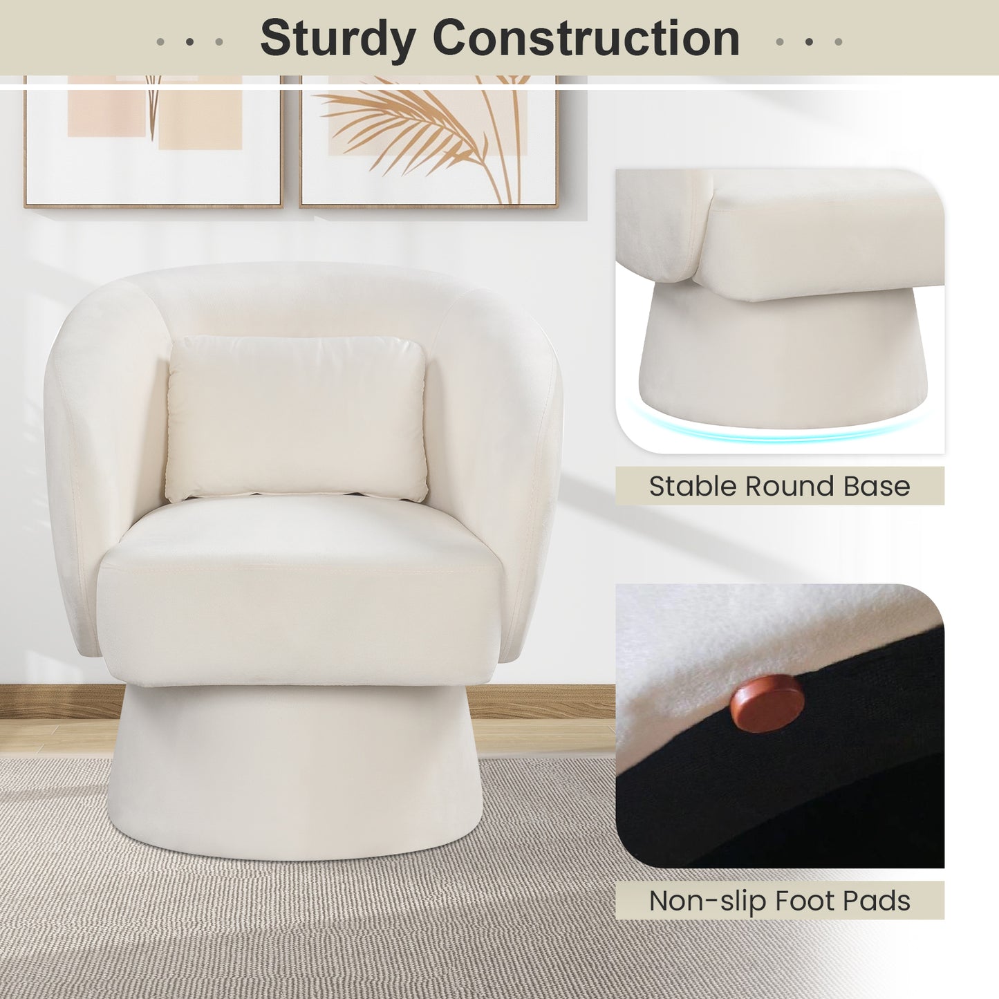 Swivel Accent Chair, Upholstered Barrel Chair, Beige Sofas & Loveseats at Gallery Canada
