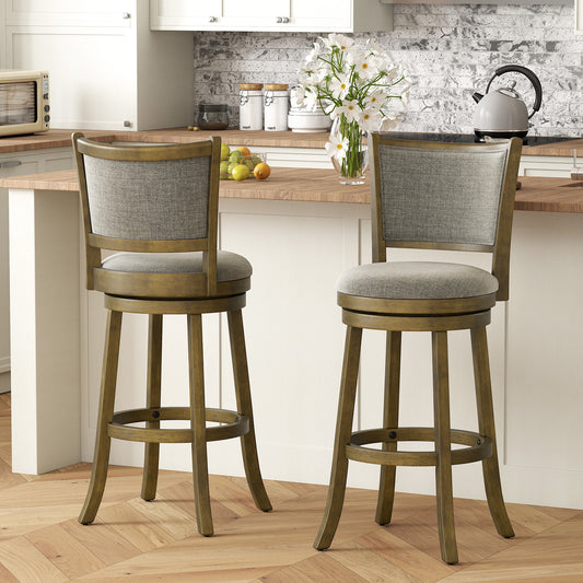 Swivel Bar Stools, Set of 2, Soft-Padded Back and Seat, Gray Bar Stools Gray at Gallery Canada