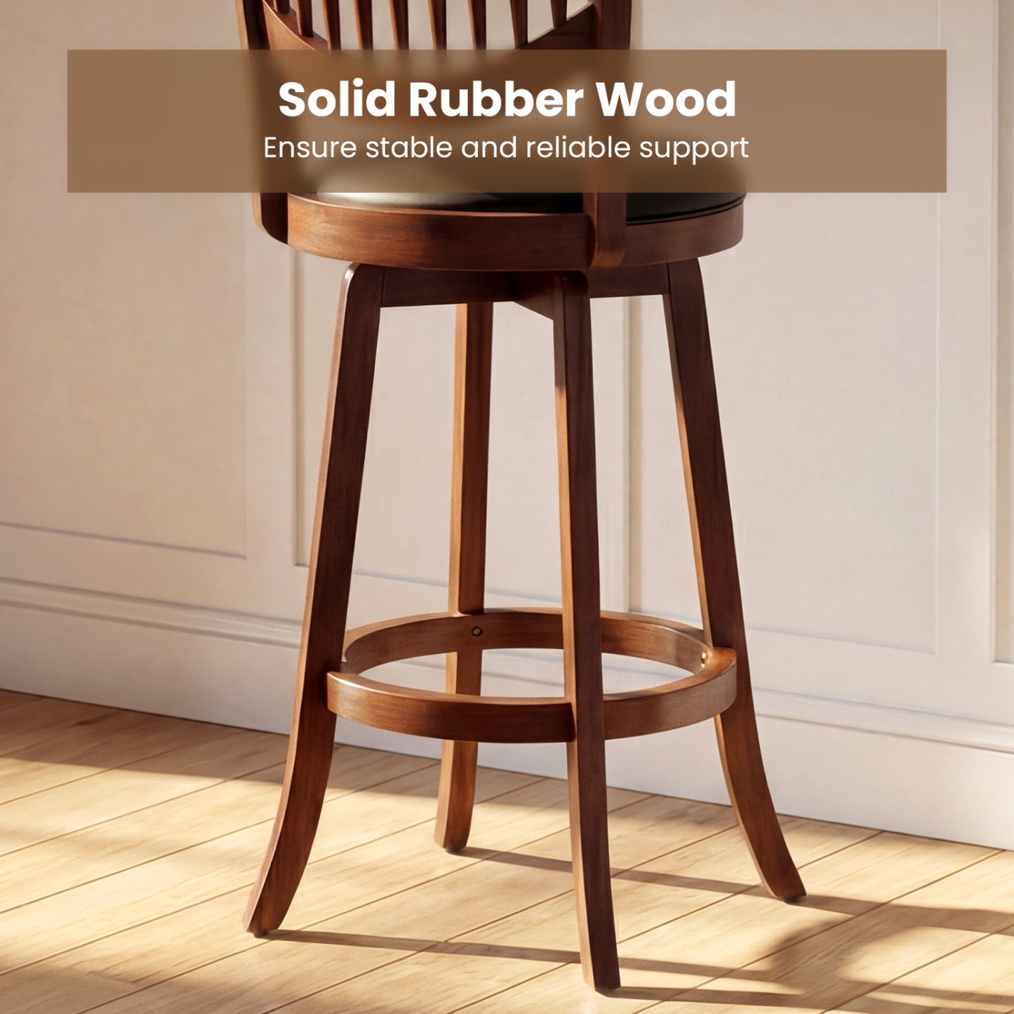 Swivel Bar Stools Set of 2 with Backrest and Wood Frame-30 Inches, Espresso Bar Stools at Gallery Canada