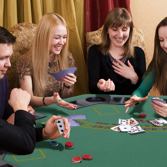 47" Folding Poker Table, Octagon Blackjack Table for 8, Green Game Tables Green, Black at Gallery Canada