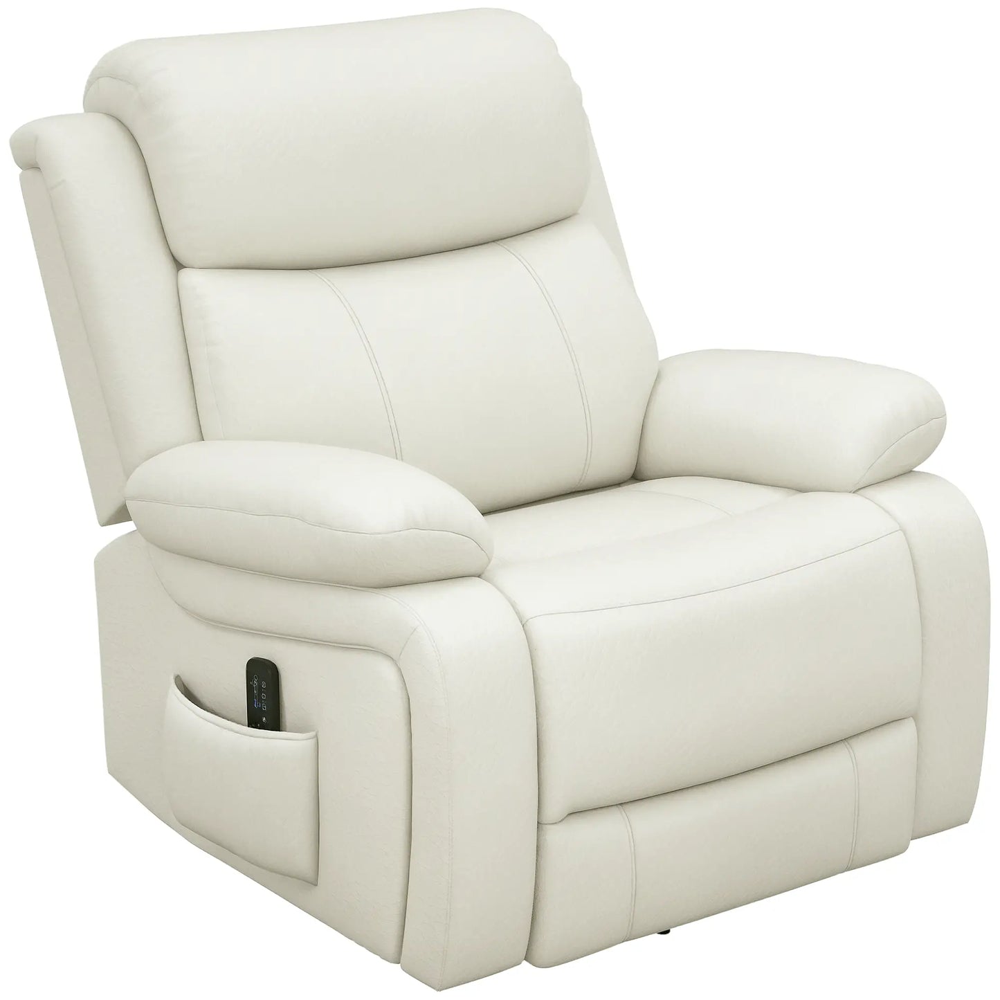 PU Leather Recliner Chair, Vibration Massage, Swivel Rocking, Remote, Cream White Single Sofas at Gallery Canada