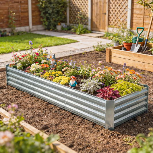 8 x 2.6 x 1.5ft Galvanized Raised Garden Bed, Reinforced Planter Box, Silver Galvanized Planter Boxes Silver at Gallery Canada
