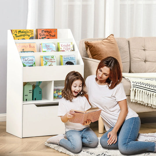 Kids Bookcase, Multi-Shelf Organizer with Drawer, White Baby & Kids Storage White at Gallery Canada