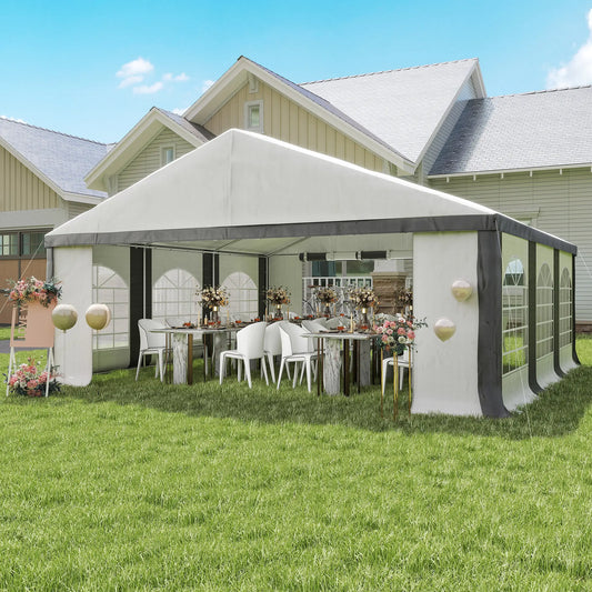 20' x 20' Heavy Duty Wedding Tent, Outdoor Carport Garage, Grey Canopy Tents Grey and White at Gallery Canada