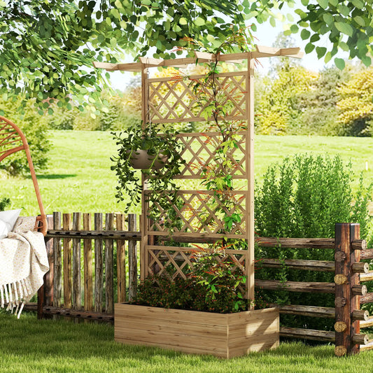Wooden Planter With Trellis Privacy Screen, Raised Garden Bed