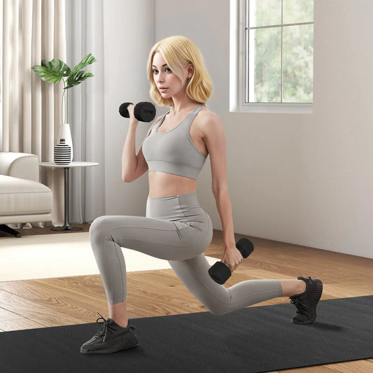 2 x 10lbs Dumbbells Set, Non-Slip Grip, Rubber Covered Weights Dumbbells & Barbells Black at Gallery Canada