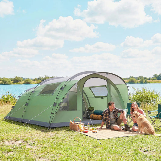 Large Family Tent, 2-4 Person, 4 Windows, Porch, Light Green Camping Tents Light Green, Light Grey at Gallery Canada