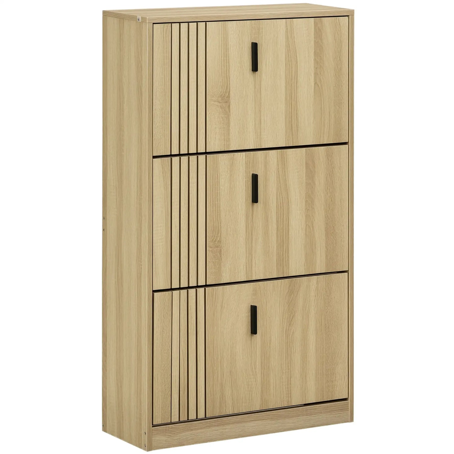 Shoe Storage Cabinet, 18 Pairs, 3 Flip Drawers, Adjustable Shelves, Oak Shoe Storage Cabinets & Racks at Gallery Canada