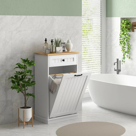 Laundry Cabinet, Removable Basket, Drawer, Tilt-Out Hamper, White Bathroom Cabinets White at Gallery Canada