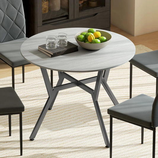 35" Round Dining Table, Steel Frame, Small Kitchen Table, Grey Dining Tables Grey, Black at Gallery Canada