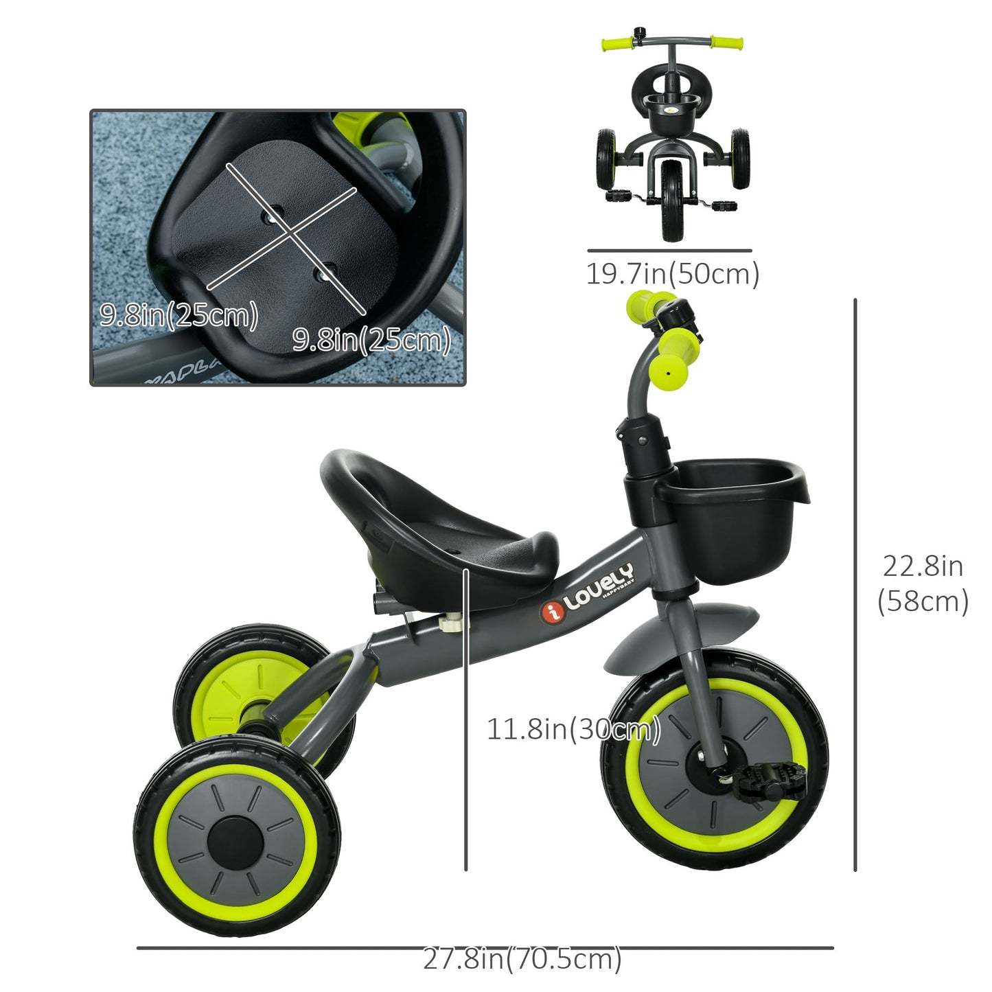 Tricycle for Toddler 2-5 Year Old Girls and Boys, Toddler Bike with Adjustable Seat, Basket, Bell, Black at Gallery Canada