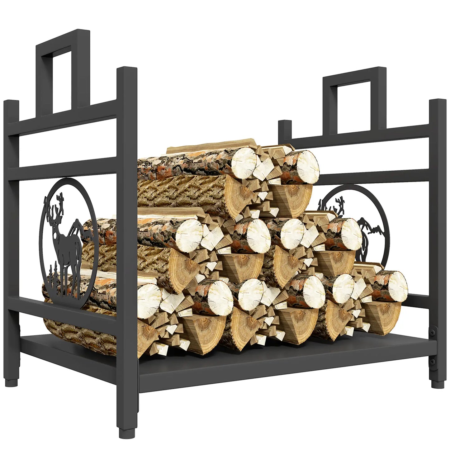 Decorative Firewood Rack, Steel Log Holder, 19.7" x 13.4" x 17.7", Black Firewood Racks at Gallery Canada