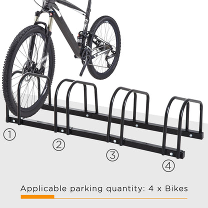 4-Bike Bicycle Floor Parking Rack Cycling Storage Stand Ground Mount Garage Organizer for Indoor and Outdoor Use at Gallery Canada