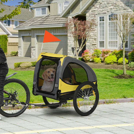 Dog Bike Trailer, Hitch Coupler, Quick Release Wheels, Medium, Yellow Dog Bike Trailers & Strollers Yellow at Gallery Canada