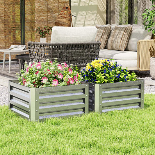 2' x 2' x 1' Raised Garden Bed, Galvanised Steel Frame, Vegetables, Flowers, Herbs, Silver Raised Garden Beds Silver at Gallery Canada