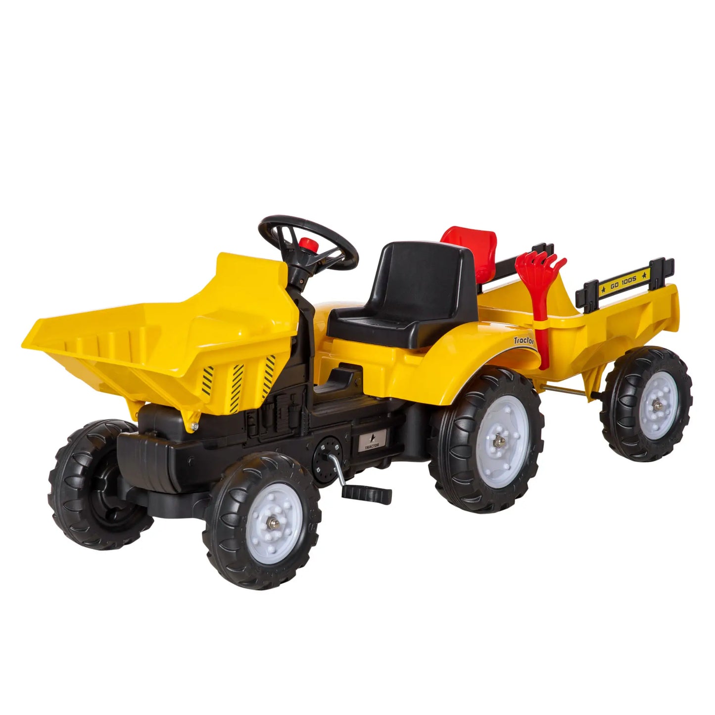 Kids Ride On Toy Dump Truck, Pedal Construction Car with Trailer, Yellow Toy Excavators at Gallery Canada