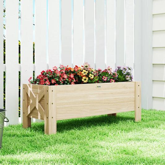 3.3 x 1.2 x 1.2 ft Raised Garden Bed Planter, Natural Wooden Planter Boxes Natural at Gallery Canada