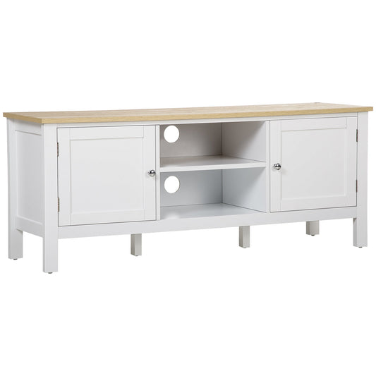 Modern TV Stand with Storage for TVs up to 50", TV Table with 2 Cabinets and Open Shelves, Entertainment Unit for Bedroom, Living Room, White at Gallery Canada