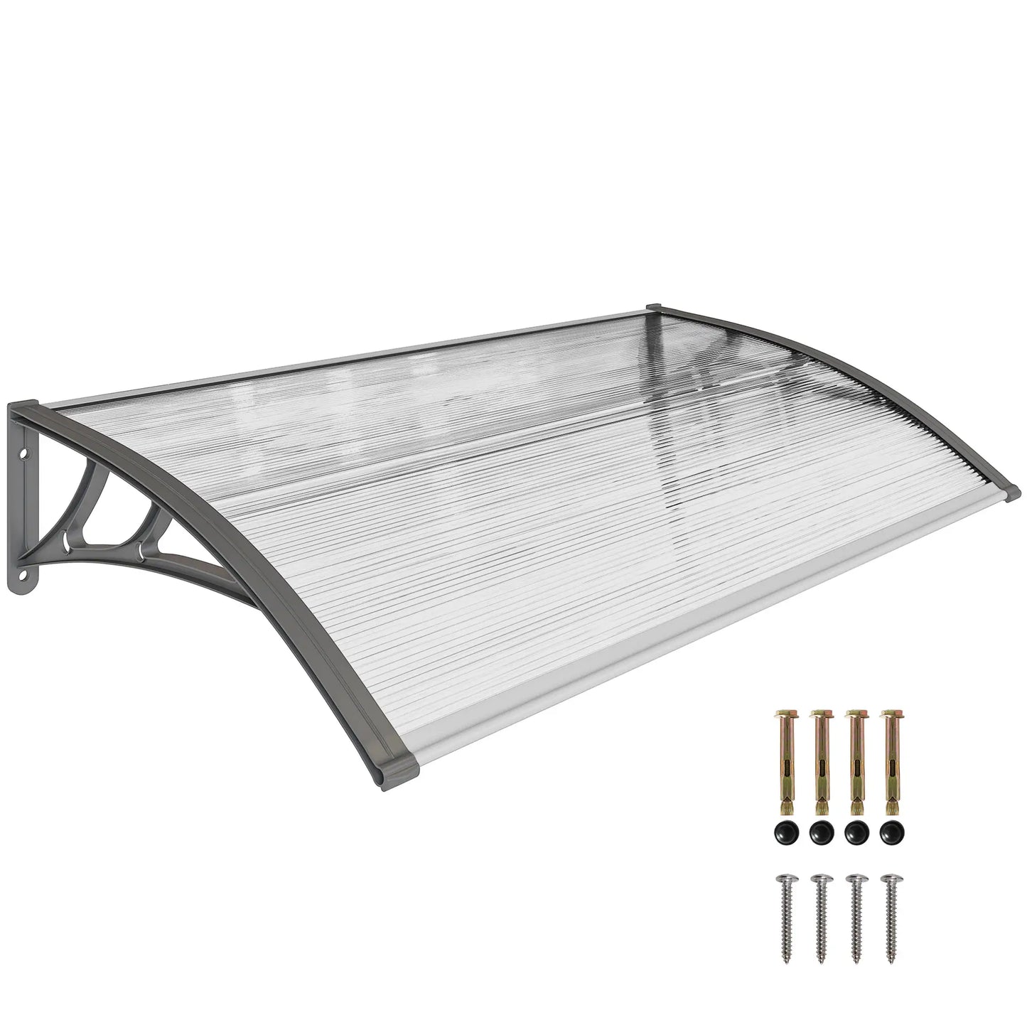 Window Awning Door Canopy, Polycarbonate Patio Cover, 43.3" x 23.6", Clear