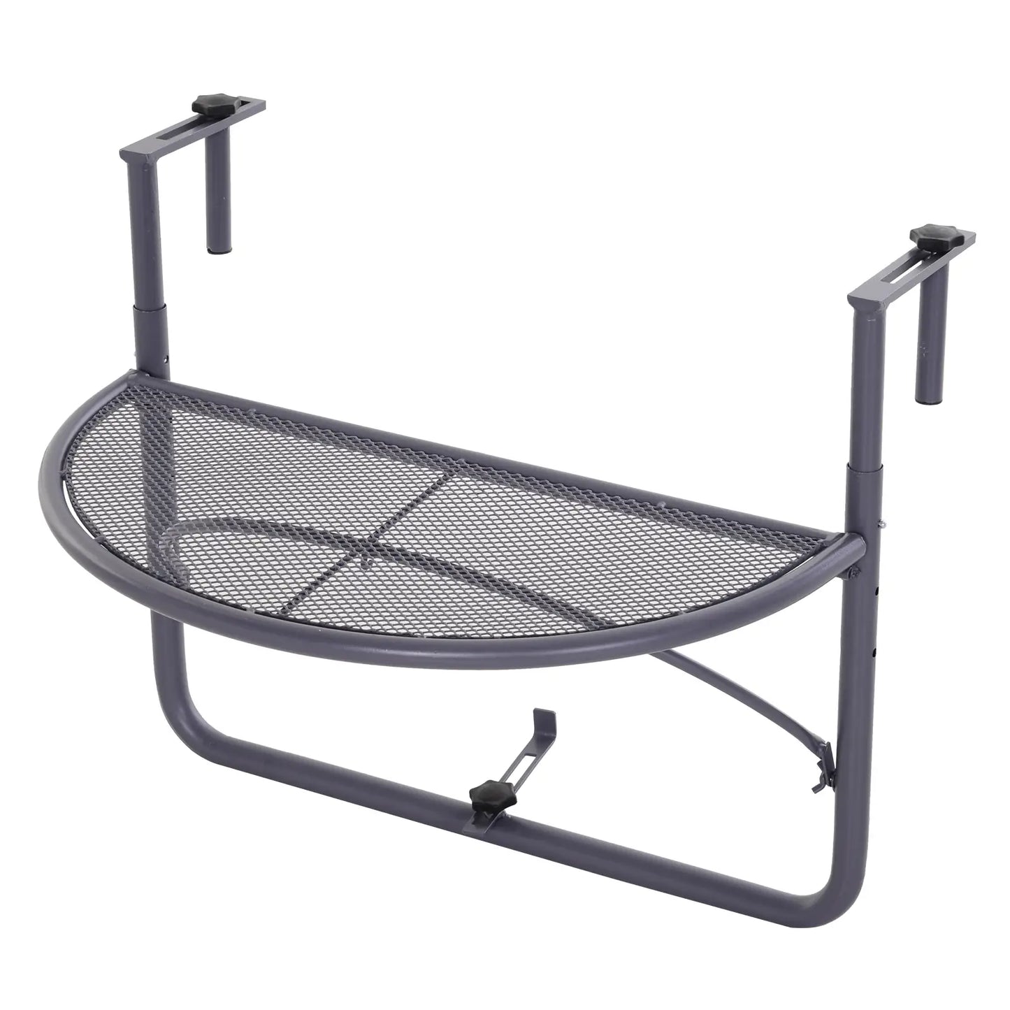 Adjustable Balcony Hanging Table, Metal Wall Desk, Outdoor Flower Stand, Half Round, Grey Balcony Table Hanging at Gallery Canada
