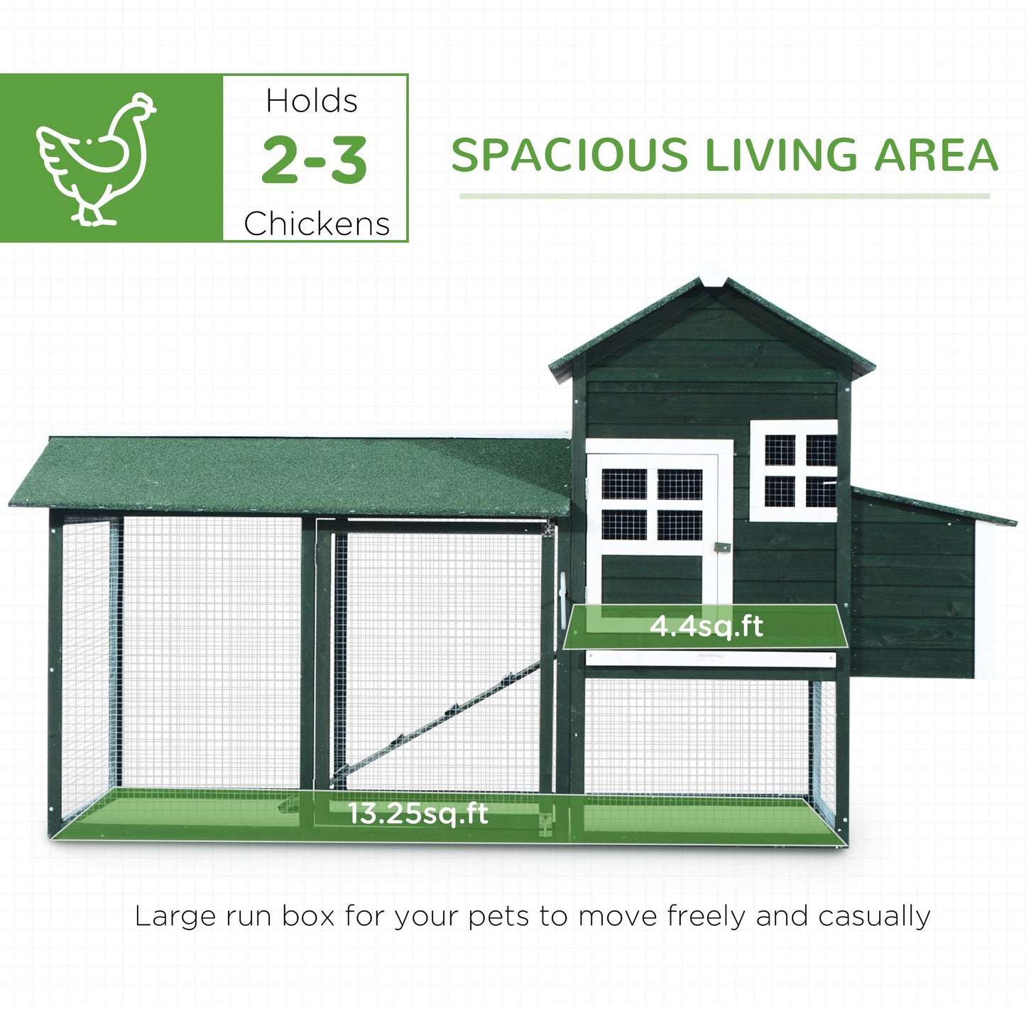 84" Chicken Coop Wooden Hen House Rabbit Hutch Poultry Cage Pen Outdoor Backyard with Nesting Box and Run, Green at Gallery Canada