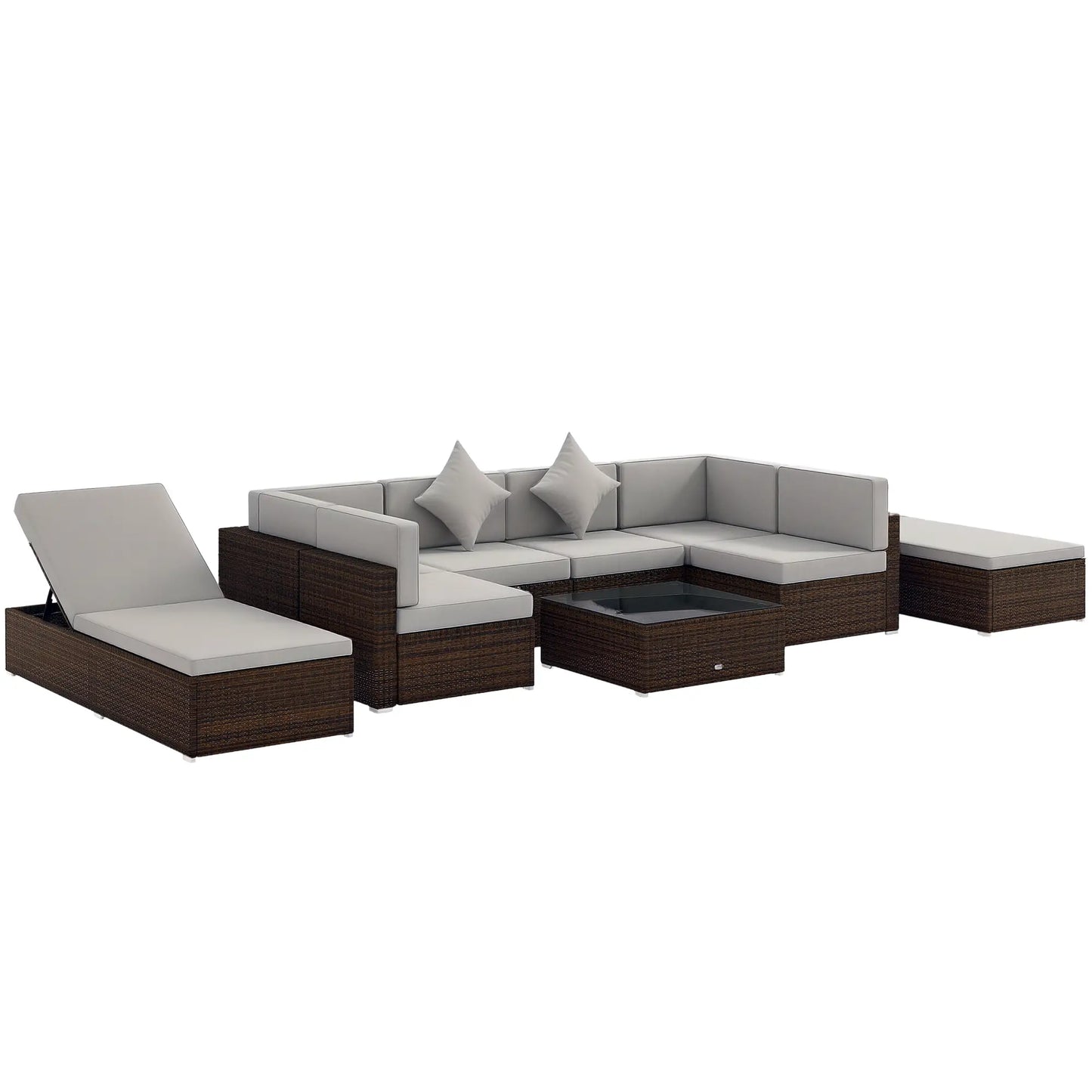 9 Piece Wicker Patio Set With Cushion, Light Grey Patio Furniture Sets at Gallery Canada