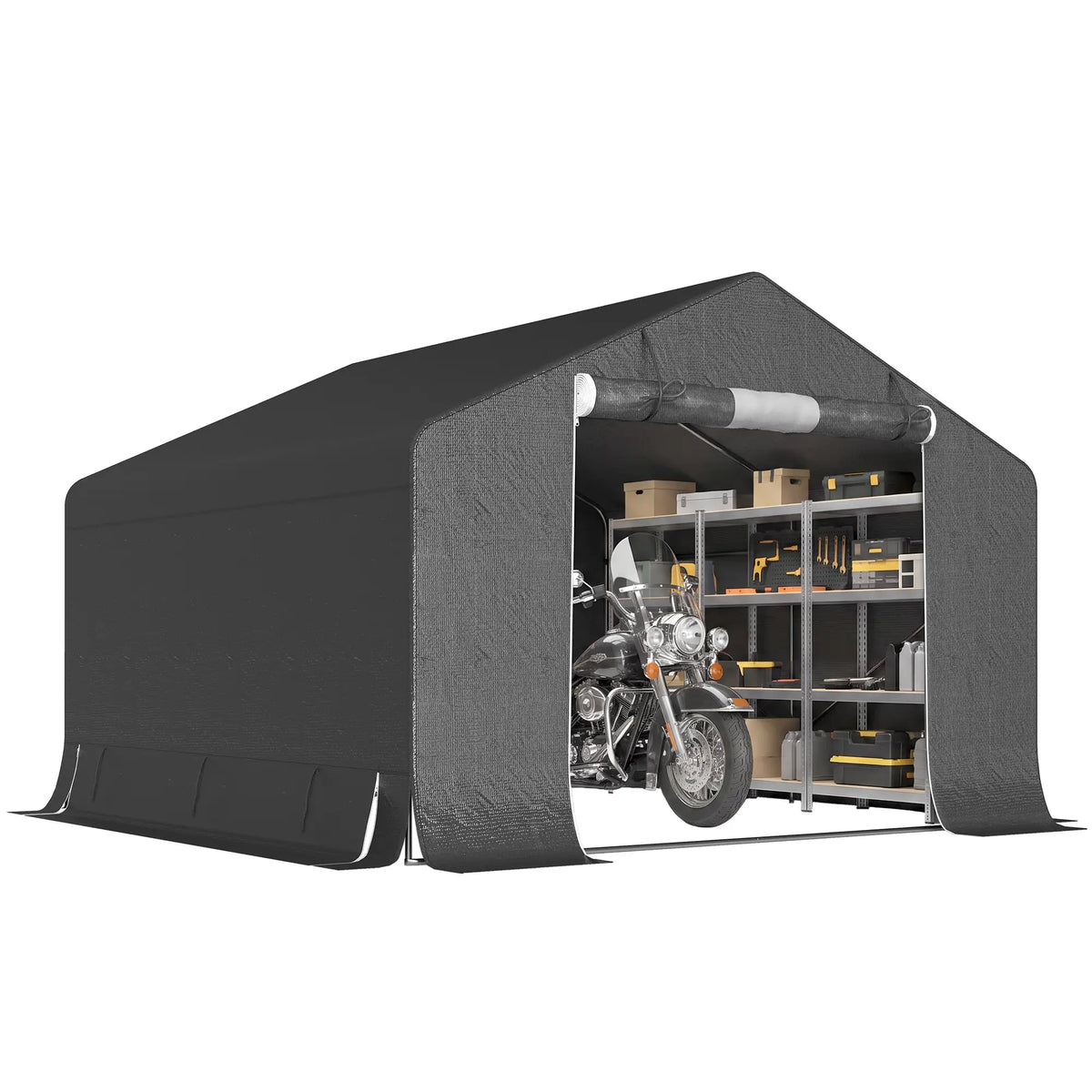 10' x 10' Portable Shed, Waterproof Bike Tent, Dark Grey Sheds at Gallery Canada