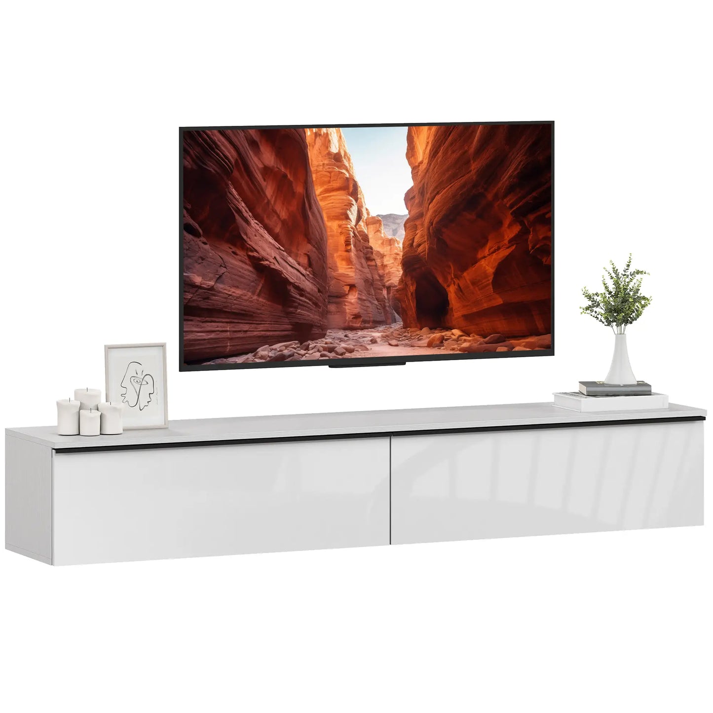 Wall Mounted TV Stand, Floating Cabinet, For TVs Up To 80", White TV Stands at Gallery Canada