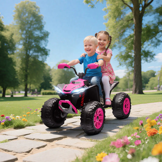 2-Seater All-Terrain 4 Wheeler, 24V Kids ATV, Electric Quad Car, Pink Electric Toy Cars Pink at Gallery Canada