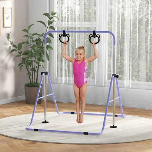 Kids Gymnastics Bar, Adjustable Height, Non-Slip Rings, Purple Kids Gym & Playmats Purple at Gallery Canada