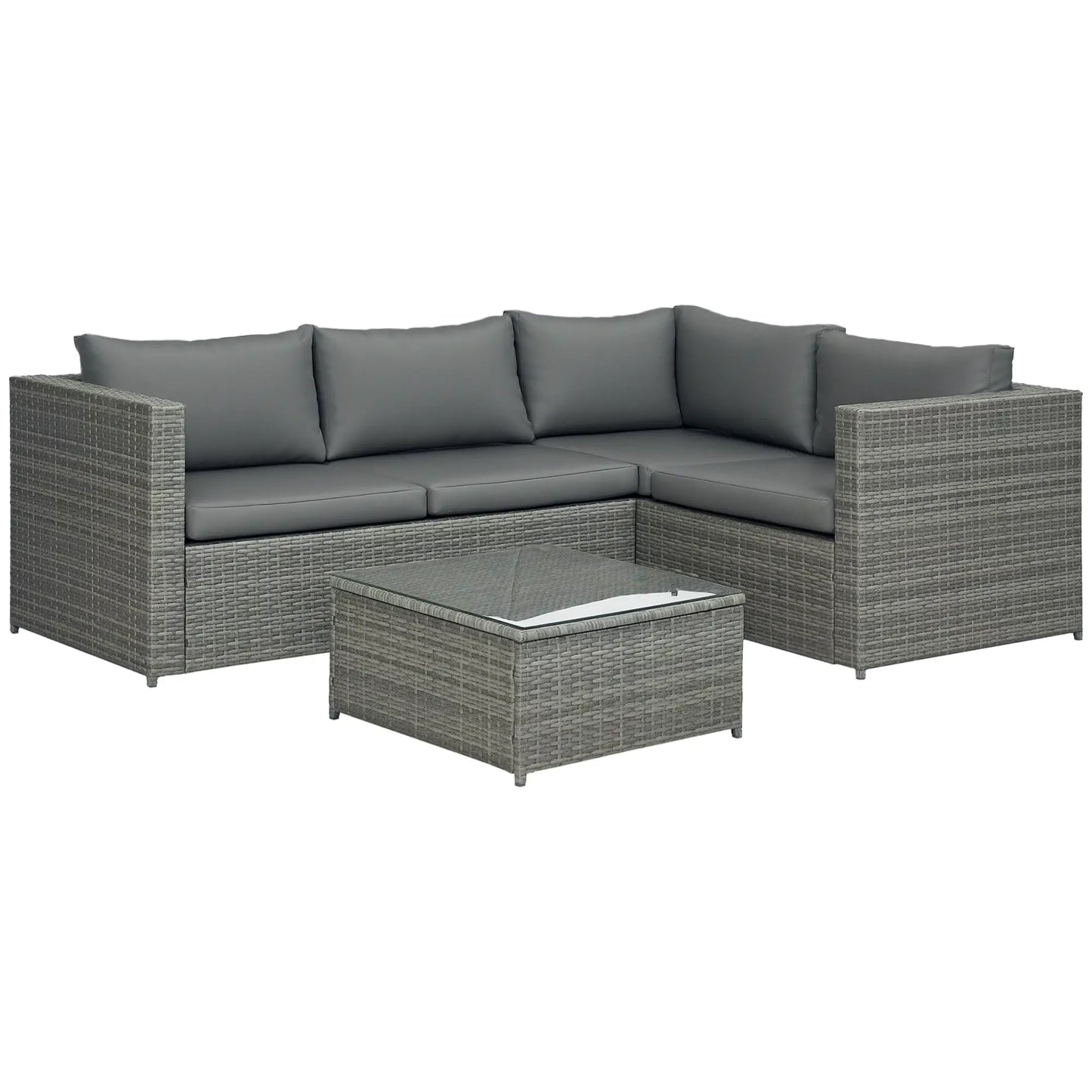 3pc Rattan Wicker Outdoor Furniture Set, Loveseats, Coffee Table, Grey Patio Furniture Sets at Gallery Canada