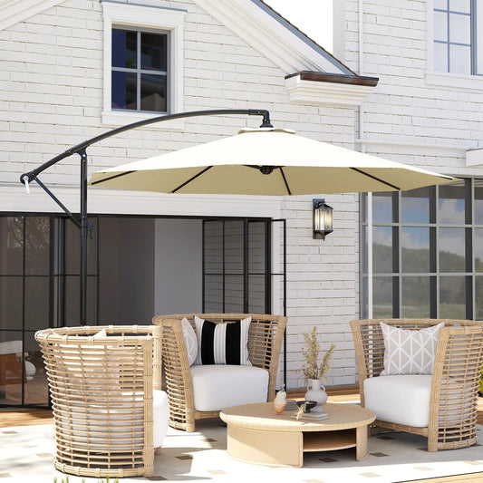 Deluxe Cantilever Umbrella, Φ10', Banana, Outdoor Sunshade, Beige Cantilever Umbrellas Beige at Gallery Canada