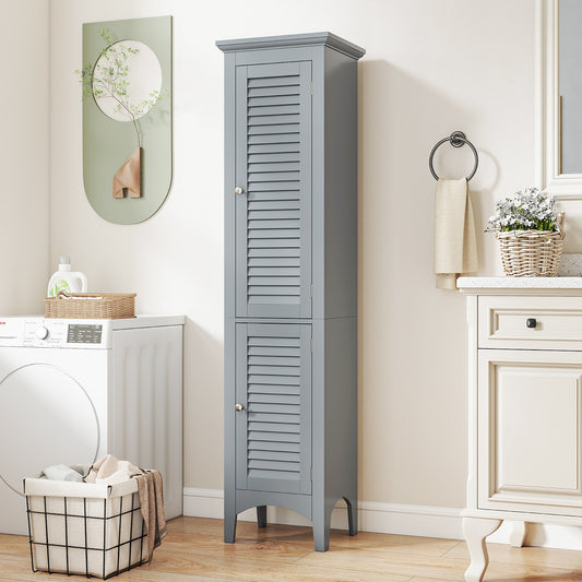 Tall Bathroom Floor Cabinet, Shutter Doors, Adjustable Shelf, Gray Floor Cabinets Gray at Gallery Canada