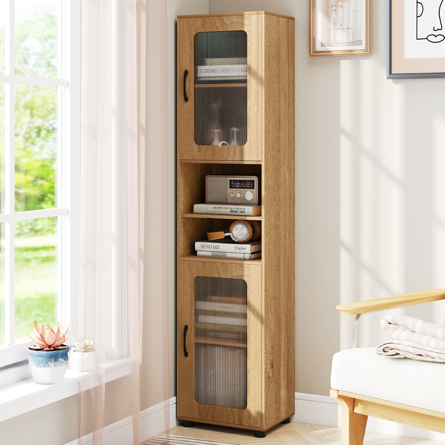 Tall Bathroom Storage Cabinet 67 In, Freestanding Organizer, Natural Floor Cabinets at Gallery Canada