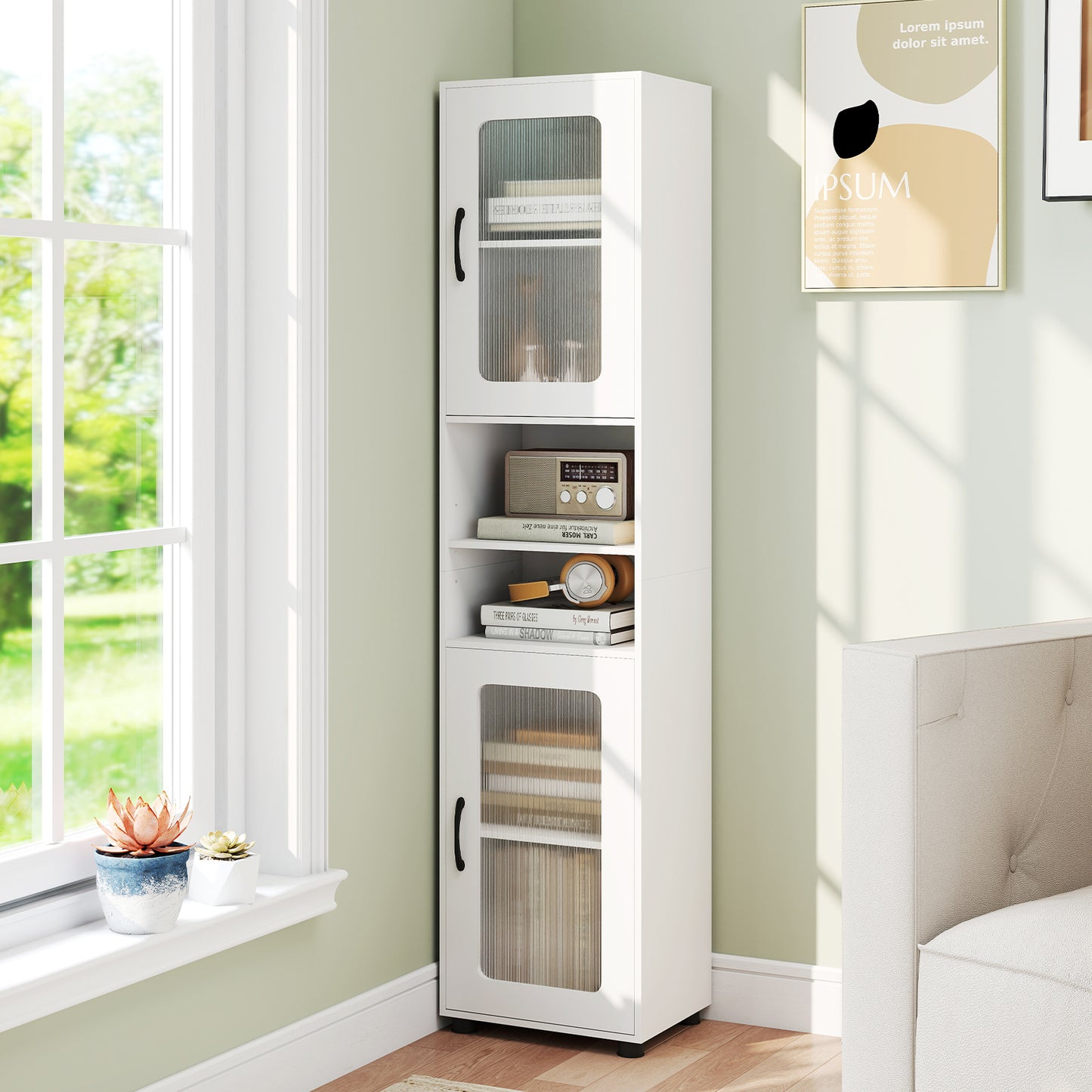 Tall Bathroom Storage Cabinet, 67 Inches, White Floor Cabinets at Gallery Canada