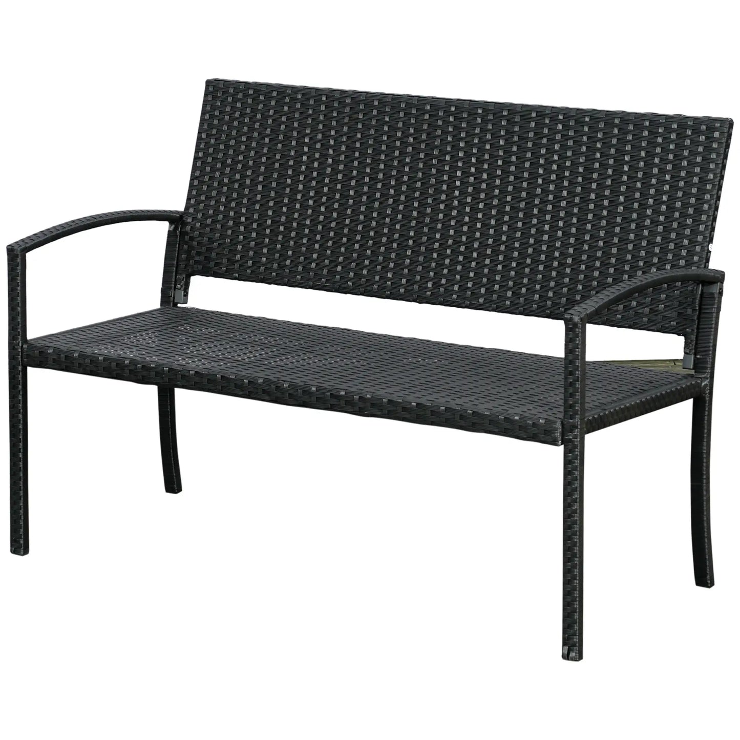 Rattan Wicker Loveseat, Garden Bench, Hand Woven, Portable, Black Patio Chairs at Gallery Canada
