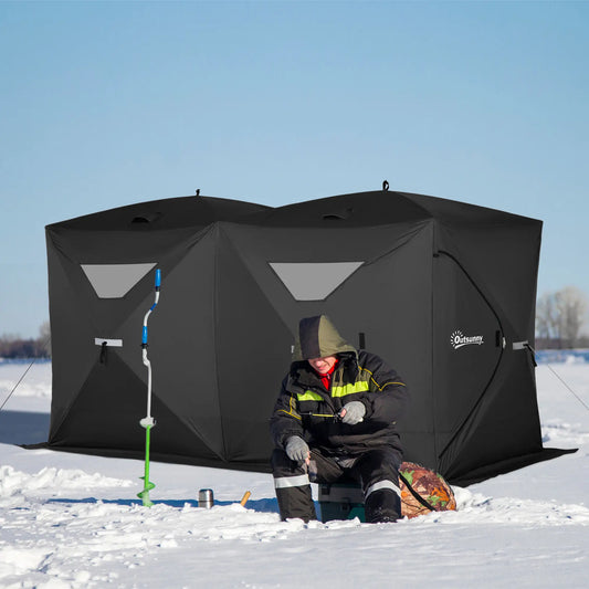 5-8 Person Pop-Up Ice Fishing Shelter, Portable Tent, Black Ice Fishing Tents Black at Gallery Canada