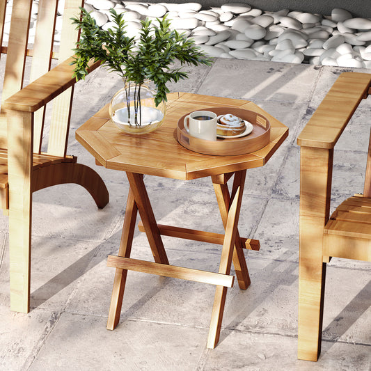 Teak Wood Octagon Coffee Table, X-Shaped Legs, Slatted Tabletop, Natural Patio Coffee Tables Natural at Gallery Canada