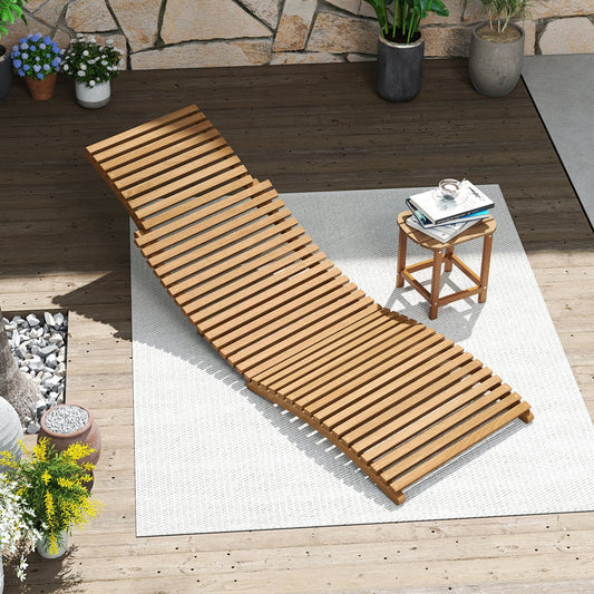 Teak Wood Patio Folding Chaise Lounge Chair with Slatted Seat-1 Outdoor Chaise Lounges Options at Gallery Canada