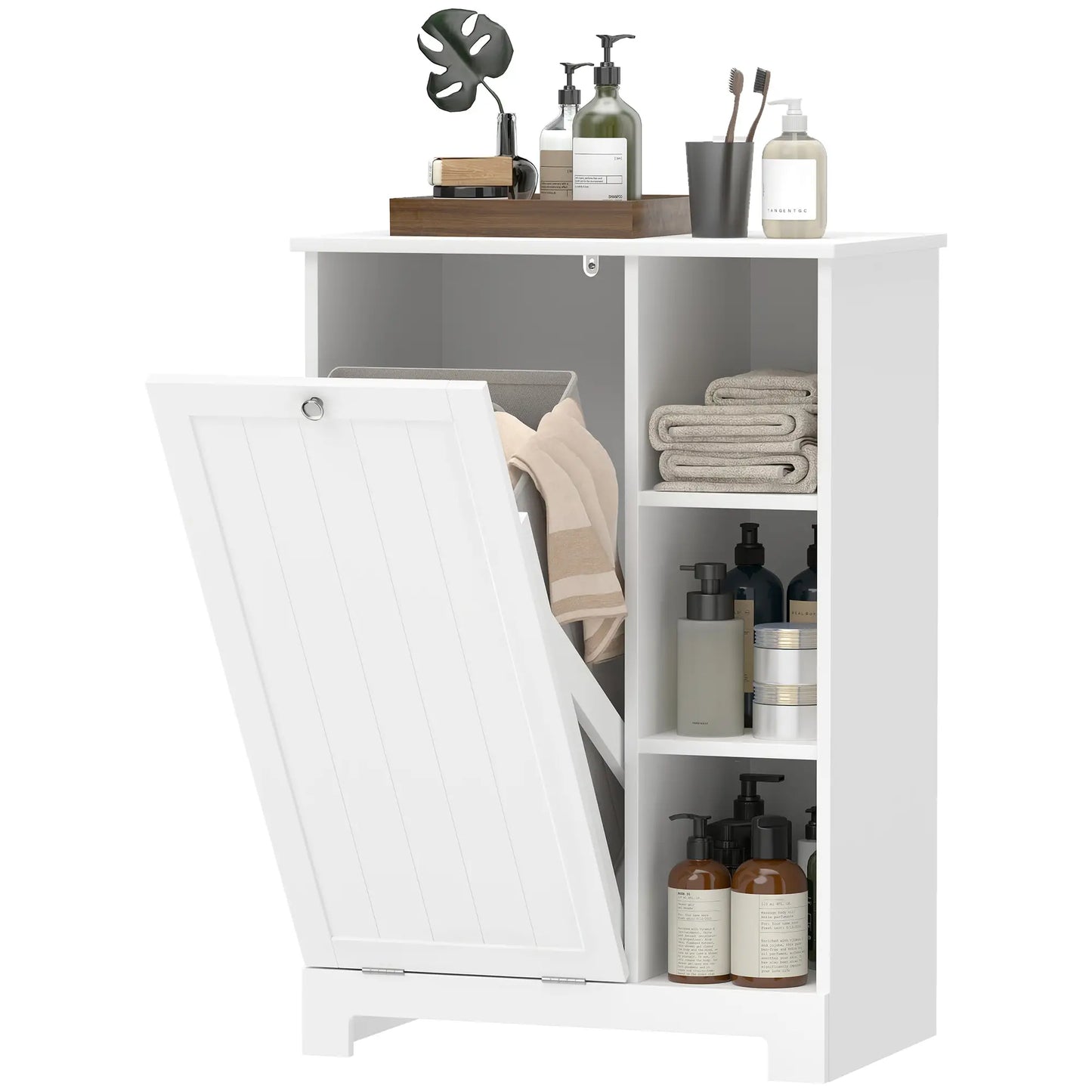 Laundry Cabinet with Removable Basket, Adjustable Shelf, White Bathroom Cabinets at Gallery Canada