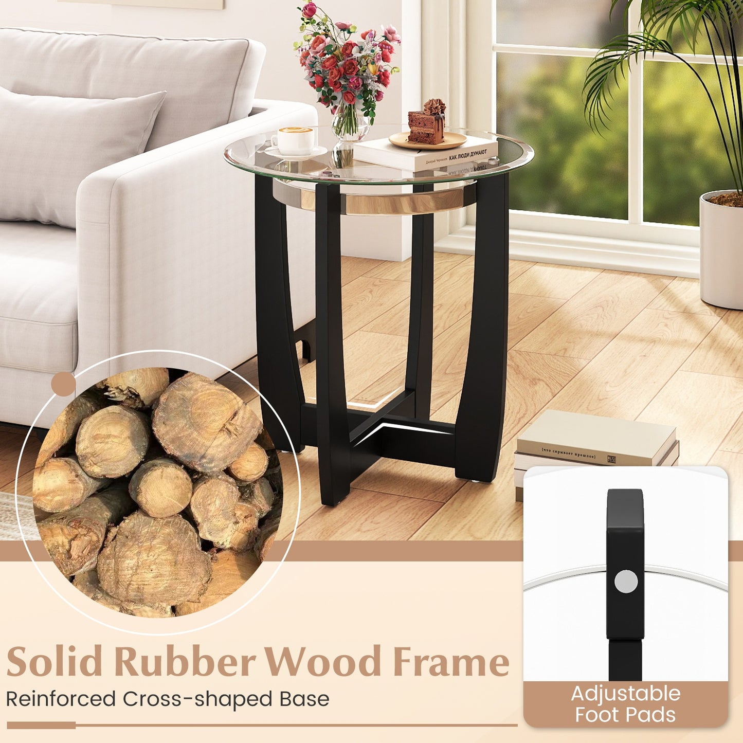 Tempered Glass Coffee Table Set, 3-Piece, Black Coffee Tables at Gallery Canada