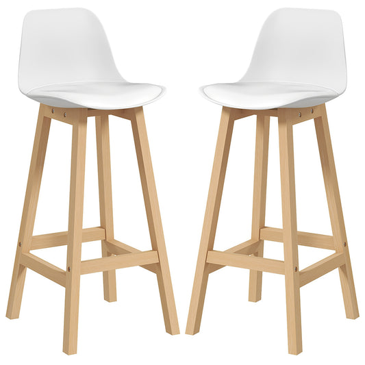 Bar Height Stools Set of 2, PU Leather Upholstered Stools for Kitchen Island, Modern Bar Chairs with Backs, White - Gallery Canada