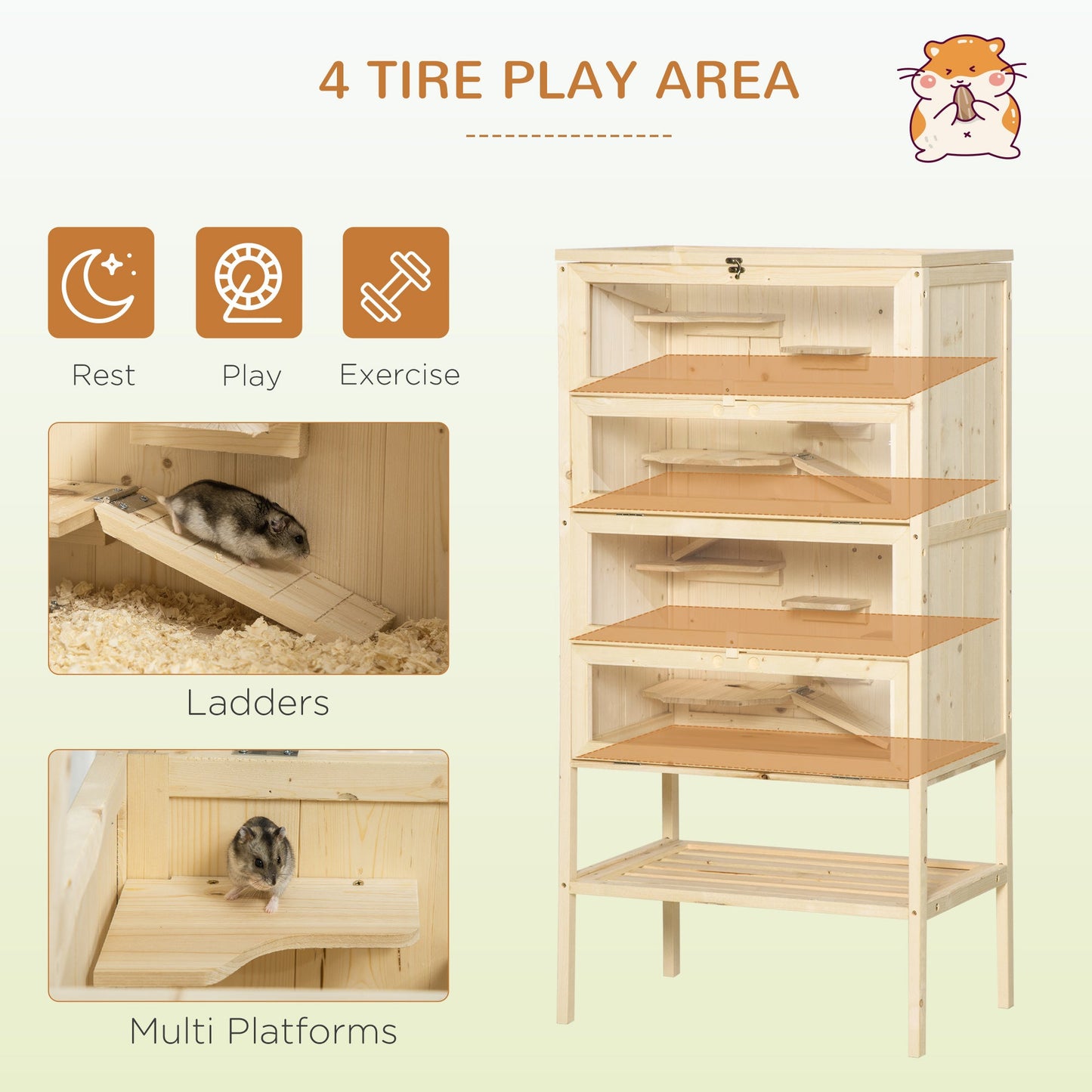 5 Tier Fir Wood Hamster Cage Mouse Rats Small Animals Play House Exercise Activity Center at Gallery Canada